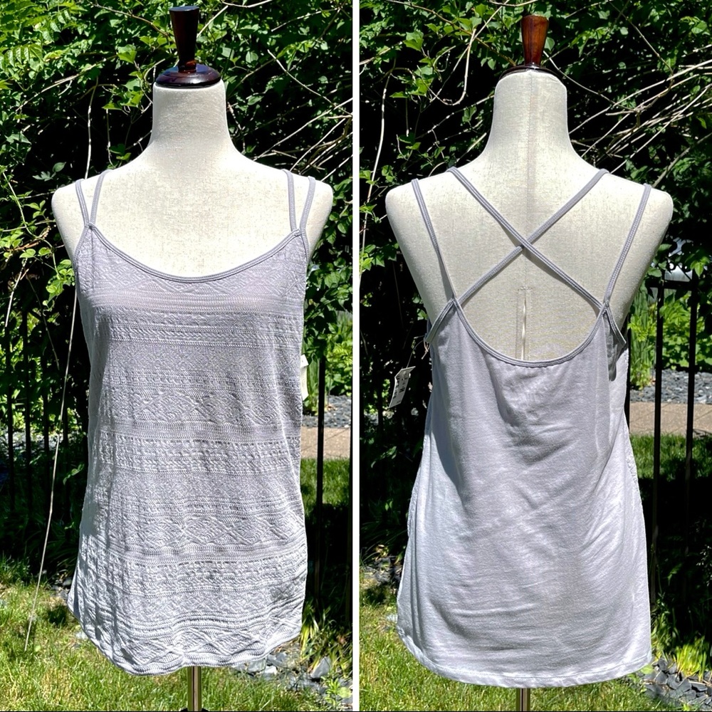 Aero Crochet Aztec Pattern Double Spaghetti Strap Criss-cross Open Back Camisole